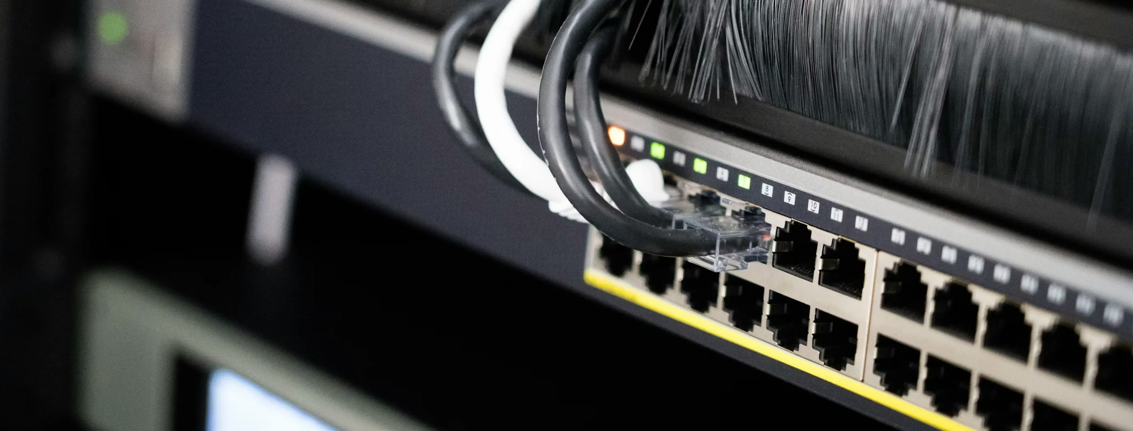 Ethernet cables connected to switch